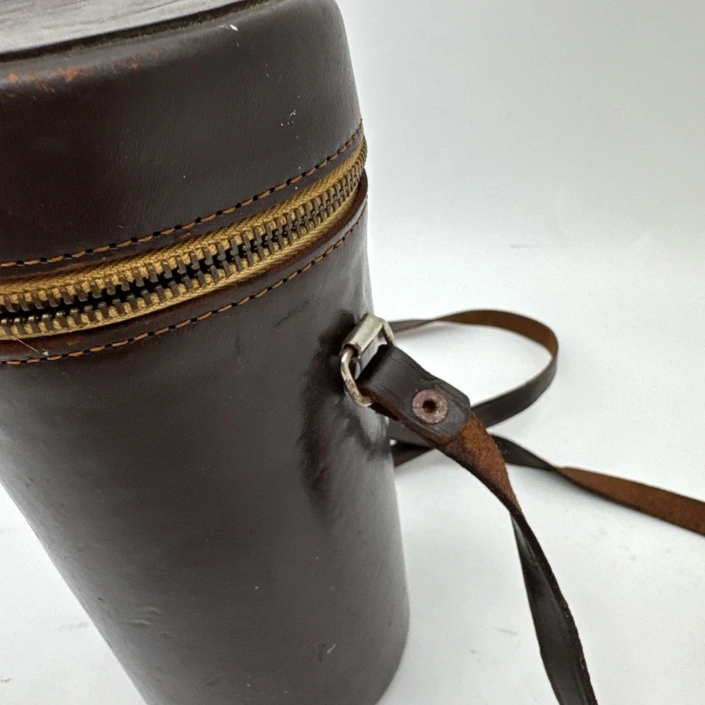 Unbranded Brown Leather Hard Lens Case 3.5 X 7